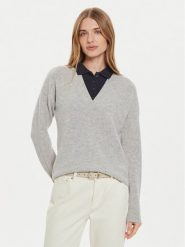 Tommy Hilfiger Sweter WW0WW43101 Szary Relaxed Fit. Szare swetry nierozpinane damskie Tommy Hilfiger, xl, bez wzorów, z wełny, bez kołnierzyka, bez ramiączek. Za 559.99 zł.