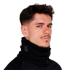 Ogrzewany polarowy komin na szyję z akumulatorem. Czarne szaliki męskie G-HEAT, bez wzorów, z materiału. Za 265.10 zł.