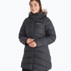 Kurtka puchowa damska Marmot Montreal Coat. Szare kurtki sportowe damskie Marmot, xs, bez wzorów, z puchu, bez ramiączek, bez kaptura, trekkingowe. Za 769.99 zł.
