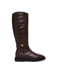 Calvin Klein Kozaki Square High Boot Lth Mg Hdw HW0HW03187 Brązowy. Brązowe kozaki damskie Calvin Klein, bez wzorów, ze skóry, bez obcasa, na płaskiej podeszwie, bez zapięcia. Za 849.99 zł.