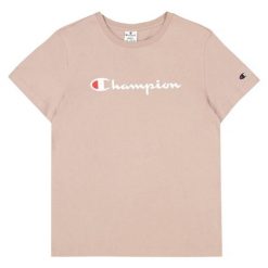 T-shirt Damski Markowy Rękaw. Brązowe t-shirty damskie Champion, bez wzorów, casualowe, bez kołnierzyka, bez ramiączek. Za 130.99 zł.