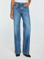 Jeansy damskie z szeroką nogawką niebieskie atrea 322. Niebieskie jeansy damskie BIG STAR, bez wzorów, z denimu, eleganckie, z podwyższonym stanem. Za 349.99 zł.