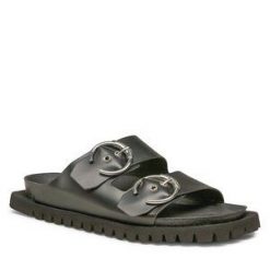 Klapki Genuins. Czarne klapki damskie Genuins, bez wzorów, bez obcasa, bez zapięcia. Za 249.99 zł.