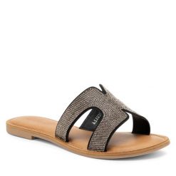 Klapki JENNY. Czarne klapki damskie Jenny, bez wzorów, bez obcasa, bez zapięcia. Za 119.99 zł.