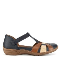 Półbuty Remonte. Niebieskie półbuty damskie Remonte, bez wzorów, bez obcasa, na płaskiej podeszwie, bez zapięcia. Za 369.99 zł.