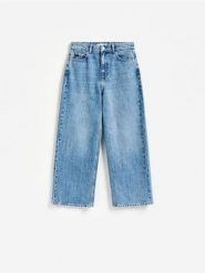 Jeansy culotte - niebieski. Niebieskie jeansy damskie Reserved, bez wzorów, z bawełny. Za 129.99 zł.