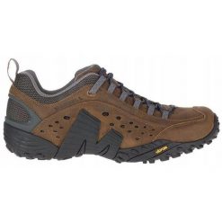 Buty trekkingowe dla mężczyzn Merrell Intercept J598633. Brązowe buty zimowe męskie Merrell, bez wzorów, ze skóry, bez obcasa, bez zapięcia. Za 539.00 zł.