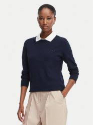 Tommy Hilfiger Sweter Cable Fine WW0WW44984 Granatowy Regular Fit. Niebieskie swetry nierozpinane damskie Tommy Hilfiger, xxs, bez wzorów, z syntetyku, bez kołnierzyka, bez ramiączek. Za 409.99 zł.