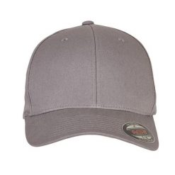 Czapka Z Daszkiem Z Bawełnianego Twillu. Szare czapki damskie FLEXFIT, bez wzorów, z bawełny. Za 84.99 zł.