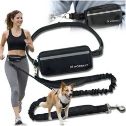 Pas biodrowy do biegania z psem smycz elastyczna saszetka hands free. Czarne torby na ramię męskie Wozinsky. Za 49.99 zł.