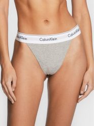 Calvin Klein Underwear Stringi 000QF7013E Szary. Szare majtki damskie Calvin Klein Underwear, z bawełny. Za 99.99 zł.