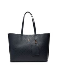 Tommy Hilfiger Torebka Th Distinct Tote Mono AW0AW17195 Granatowy. Niebieskie shopperki damskie Tommy Hilfiger, bez wzorów, ze skóry, bez dodatków. Za 469.99 zł.