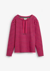 Bluza ze strukturalnego materiału. Czerwone bluzy damskie bonprix, bez wzorów, bez ramiączek, bez kaptura. Za 107.99 zł.