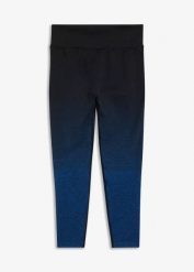 Legginsy bezszwowe w cieniowanym kolorze, szybkoschnące. Niebieskie legginsy damskie bonprix, bez wzorów. Za 54.99 zł.