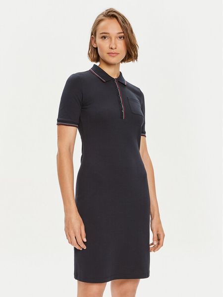Tommy Hilfiger Sukienka codzienna Slim RWb Tipping Polo 1/2SLV DRS WW0WW42114 Granatowy Slim Fit. Niebieskie sukienki damskie Tommy Hilfiger, na co dzień, s, bez wzorów, z bawełny, bez kołnierzyka, bez ramiączek, proste. Za 399.99 zł.
