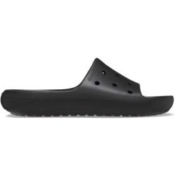 Klapki plażowe dla dorosłych Crocs Classic Slide V2. Czarne klapki damskie Crocs, bez wzorów, sportowe, bez obcasa, bez zapięcia. W wyprzedaży za 80.97 zł.