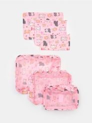 Zestaw organizerów do walizki z motywem kotów 6 pack - różowy. Czerwone walizki damskie Sinsay, bez wzorów. Za 25.99 zł.