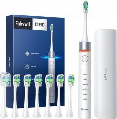 Szczoteczka FairyWill Szczoteczka soniczna do zębów z zestawem końcówek i etui FairyWill FW-P80 (Biała). Białe szczoteczki soniczne FairyWill. Za 65.01 zł.
