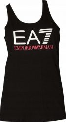 Emporio Armani Koszulka damska Train Logo Tank Shiny Print czarna r. S (3ZTH68TJ12Z-1200). Czarne bluzki damskie Emporio Armani, s, bez wzorów, bez kołnierzyka, bez ramiączek. Za 399.00 zł.