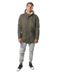 Męska parka Leone 1947 Apparel. Zielone parki męskie LEONE 1947 APPAREL, l, bez wzorów, z bawełny, sportowe, bez kołnierzyka, bez kaptura. Za 273.61 zł.