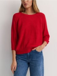 Gładki sweter - czerwony. Czerwone swetry nierozpinane damskie Reserved, l, bez wzorów, z dzianiny, bez kołnierzyka, bez ramiączek. W wyprzedaży za 39.99 zł.