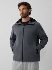 4F Kurtka softshell wiatroodporna membrana 5000 męska - szara M. Szare kurtki męskie 4F, m, bez wzorów, z materiału, klasyczne, bez kaptura. Za 299.99 zł.