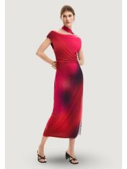 Desigual Sukienka koktajlowa Maine 26SWVK19 Czerwony Slim Fit. Czerwone sukienki damskie Desigual, s, bez wzorów, z syntetyku, wizytowe, bez kołnierzyka, bez ramiączek. Za 509.99 zł.