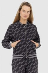 KENZO Rozpinana bluza damska w logo, Rozmiar L. Czarne bluzy damskie Kenzo, l, bez wzorów, bez ramiączek, bez kaptura. W wyprzedaży za 759.99 zł.