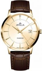 Zegarek męski Appella L12003.1291DQ brązowy. Brązowe zegarki męskie Appella, bez wzorów. Za 1,390.00 zł.