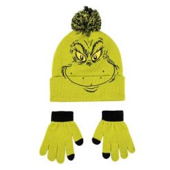 Czapka i rękawiczki Cerda The Grinch. Zielone czapki damskie Cerda, na zimę, bez wzorów, z materiału, eleganckie. Za 60.75 zł.