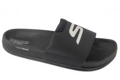 Klapki na basen męskie, Arch Fit Hyper Slide. Czarne klapki męskie Skechers, bez wzorów, z materiału, bez zapięcia. Za 279.99 zł.