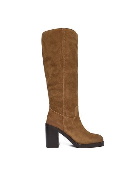 Aldo Kozaki Agraewen 14115059 Brązowy. Brązowe kozaki damskie Aldo, bez wzorów, ze skóry, bez obcasa, na słupku, bez zapięcia. Za 1,099.00 zł.