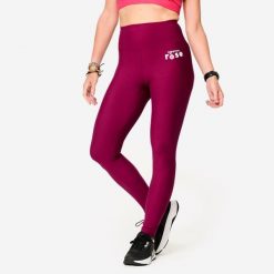 Legginsy fitness damskie Domyos edycja limitowana "Bougeons en rose". Fioletowe legginsy damskie DOMYOS, bez wzorów, z elastanu. Za 69.99 zł.