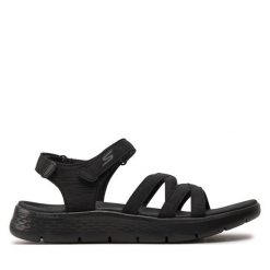 Sandały Skechers. Czarne sandały damskie Skechers, bez wzorów, bez obcasa, na płaskiej podeszwie, bez zapięcia. Za 249.99 zł.