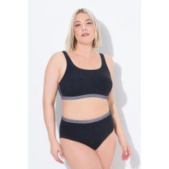 Damskie Bikini faktura miękkie miseczki regulowane ramiączka. Czarne bikini Ulla Popken, plus size, bez wzorów, z elastanu. Za 239.99 zł.
