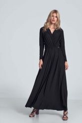 Czarna Długa Rozkloszowana Sukienka Kopertowa. Czarne sukienki damskie Figl, m, bez wzorów, z elastanu, bez kołnierzyka, bez ramiączek, maxi, kopertowe. Za 319.00 zł.