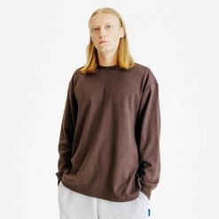 Koszulka długi rękaw męska Elementals. Brązowe bluzy męskie Decathlon, m, bez wzorów, z materiału, bez ramiączek, bez kaptura. Za 109.99 zł.