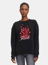 KARL LAGERFELD Bluza A3W20006 Czarny Regular Fit. Czarne bluzy damskie KARL LAGERFELD, l, bez wzorów, z bawełny, bez ramiączek, bez kaptura. Za 679.99 zł.