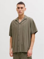Jack & Jones Komplet koszula i szorty materiałowe Tyson 12297649 Zielony Relaxed Fit. Zielone koszule męskie Jack & Jones, m, bez wzorów, z bawełny, bez kołnierzyka, bez ramiączek. Za 209.99 zł.