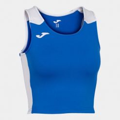 Tank top do biegania damski Joma Record II Crop top. Białe topy damskie Joma, m, bez wzorów, sportowe, bez kołnierzyka, bez ramiączek. W wyprzedaży za 112.00 zł.