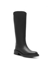 Lasocki Kozaki KAP-SL-21703 Czarny. Czarne kozaki damskie Lasocki, bez wzorów, ze skóry, bez obcasa, na płaskiej podeszwie, bez zapięcia. Za 429.99 zł.