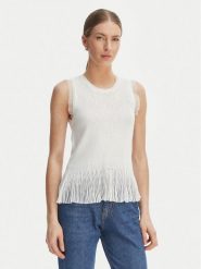 Rinascimento Bluzka CFM0012241003 Biały Slim Fit. Białe bluzki damskie Rinascimento, l, bez wzorów, z syntetyku, bez kołnierzyka, bez ramiączek. Za 279.99 zł.