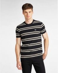 LEE BASIC STRIPE TEE MĘSKI T-SHIRT KOSZULKA W PASKI BLACK L61LEE01 112113931. Czarne t-shirty męskie Lee, l, bez wzorów, bez kołnierzyka, bez ramiączek. Za 69.99 zł.