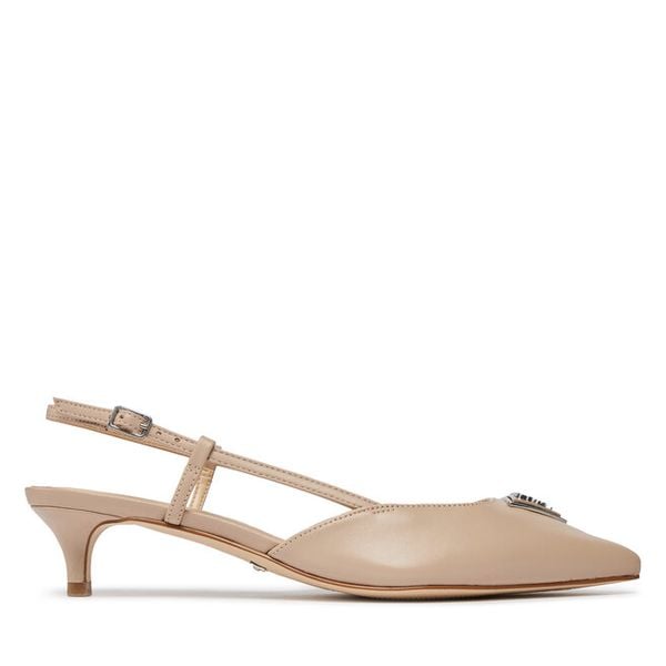 Czółenka Guess. Brązowe czółenka damskie Guess, z aplikacjami, bez obcasa, bez zapięcia. Za 299.99 zł.