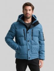 Męska Kurtka Tom Tailor Puffer Jacket With Hood Real Teal Blue 1046971 38224. Niebieskie kurtki męskie Tom Tailor, bez wzorów, z materiału. Za 329.99 zł.