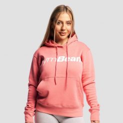 Bluza damska fitness z kapturem różowa Athlete. Czerwone bluzy damskie GYMBEAM, xs, bez wzorów, z bawełny, klasyczne, bez ramiączek, z kapturem. Za 83.90 zł.