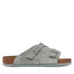 Klapki Birkenstock. Zielone klapki męskie Birkenstock, bez wzorów, bez zapięcia. Za 349.99 zł.