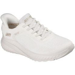 Buty sportowe damskie Skechers Bobs Squad Chaos C. Białe obuwie sportowe damskie Skechers, bez wzorów, z materiału, bez zapięcia, trekkingowe, Skechers Sport. Za 395.00 zł.