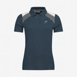 Koszulka polo damska CLUB 22 Tech. Niebieskie koszulki sportowe damskie Head, l, bez wzorów, z poliesteru, bez ramiączek, tenisowe. Za 177.00 zł.
