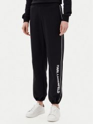 KARL LAGERFELD Spodnie dresowe A2W10149 Czarny Regular Fit. Czarne spodnie dresowe damskie KARL LAGERFELD, bez wzorów, z bawełny. Za 719.99 zł.